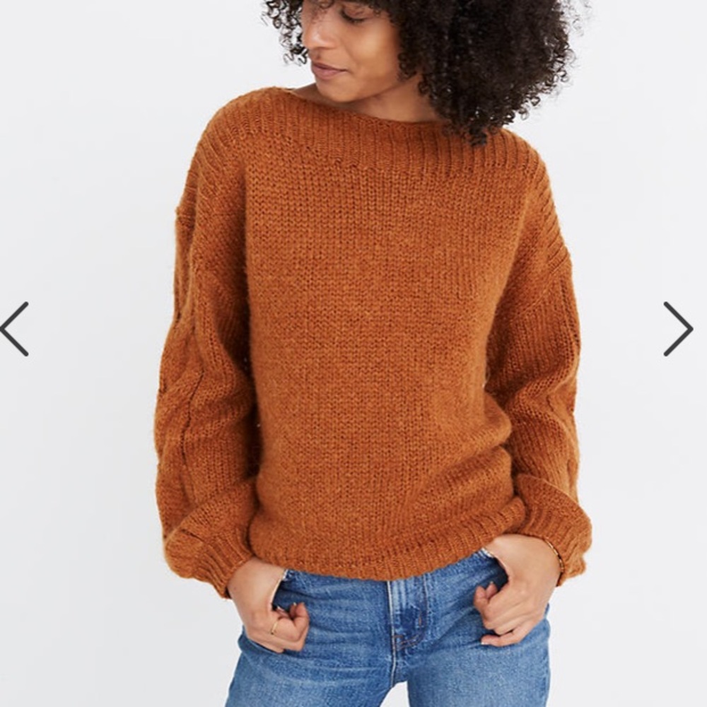 Madewell Cable Sleeve Boatneck Sweater